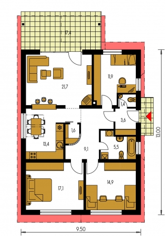 Plan de sol du rez-de-chaussée - BUNGALOW 46